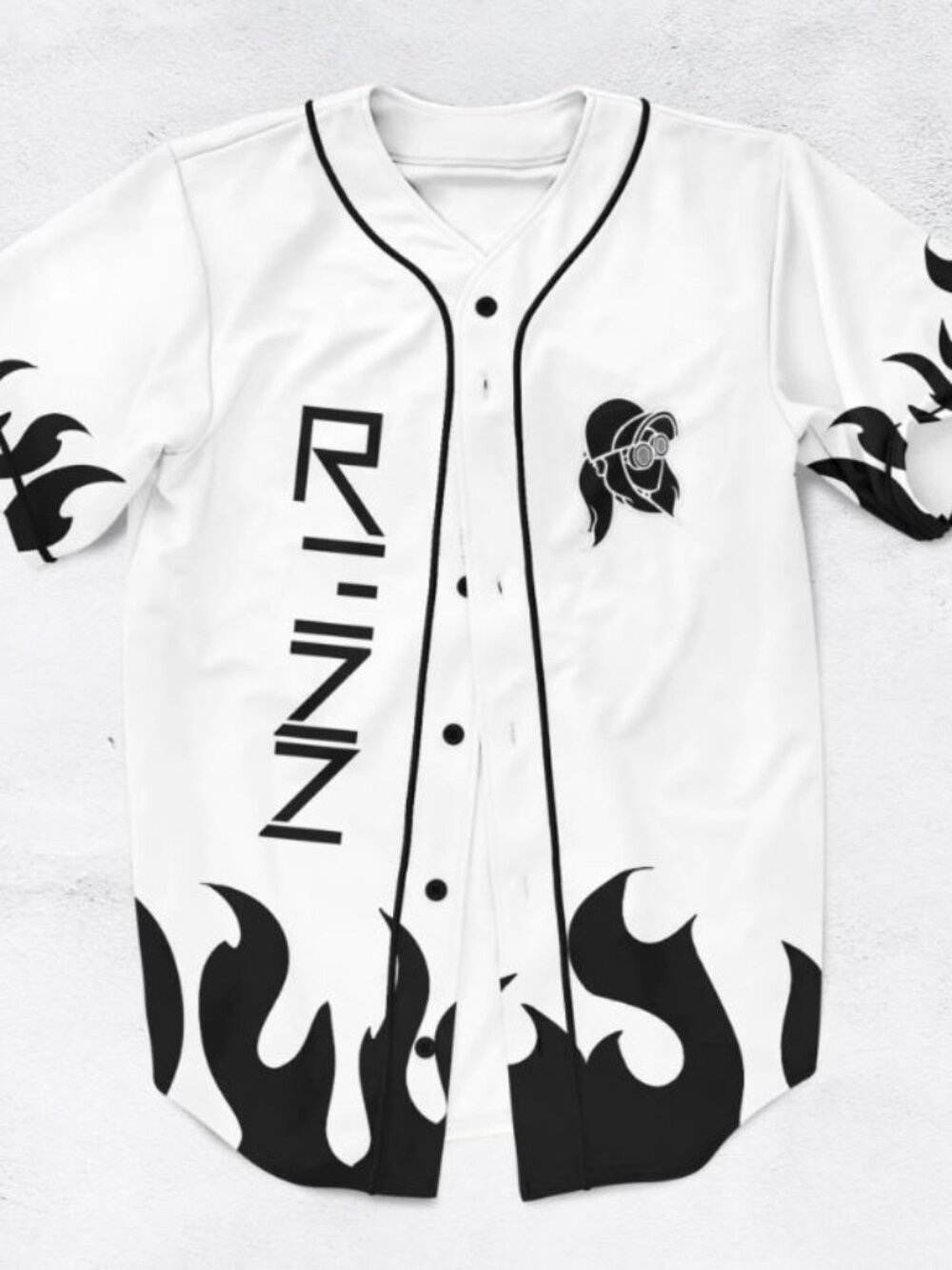 REZZ Hokage Flame Anime White Black Rave Baseball Jersey